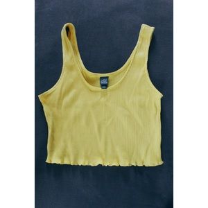 Yellow muscle shirt crop top